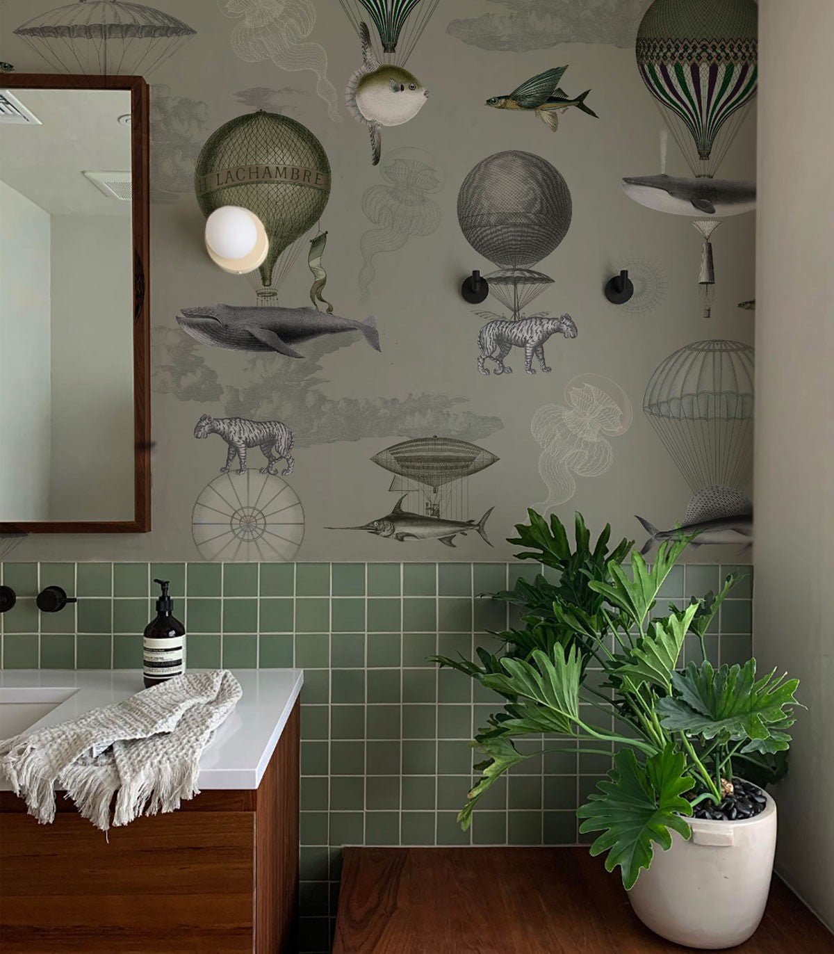 Tapeta Vintage balloons green - Wallcolors®