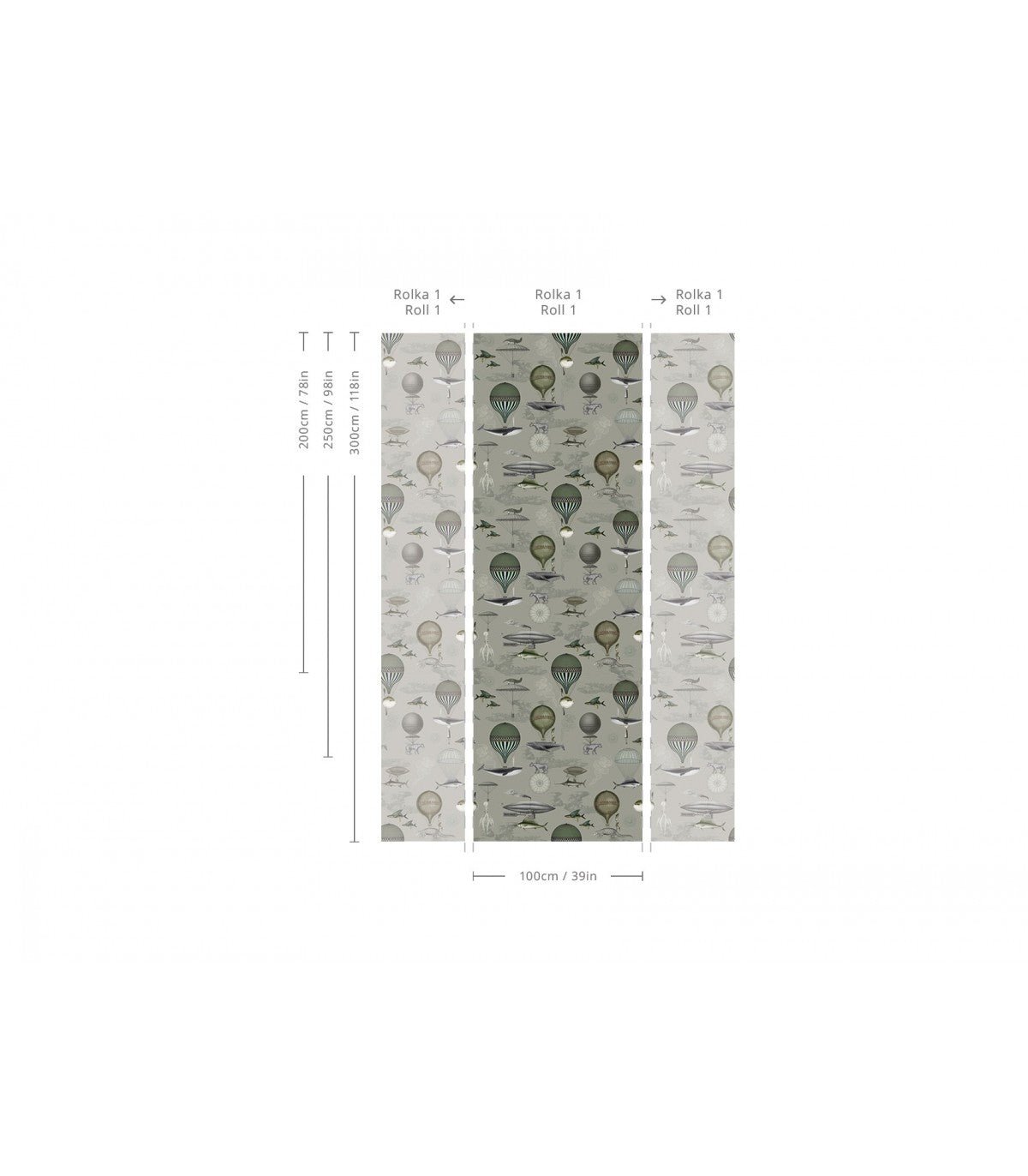 Tapeta Vintage balloons green - Wallcolors®